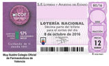 Décimo del sorteo de Lotería Nacional del 8 de Octubre de 2016