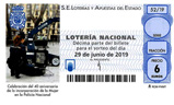 Décimo del sorteo de Lotería Nacional del 29 de Junio de 2019
