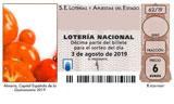 Décimo del sorteo de Lotería Nacional del 3 de Agosto de 2019