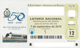 Décimo del sorteo de Lotería Nacional del 7 de Septiembre de 2019