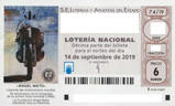 Décimo del sorteo de Lotería Nacional del 14 de Septiembre de 2019