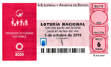 Décimo del sorteo de Lotería Nacional del 5 de Octubre de 2019