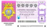 Décimo del sorteo de Lotería Nacional del 25 de Enero de 2020