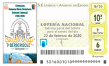 Décimo del sorteo de Lotería Nacional del 22 de Febrero de 2020