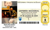 Décimo del sorteo de Lotería Nacional del 17 de Octubre de 2020
