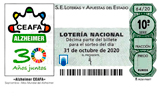 Décimo del sorteo de Lotería Nacional del 31 de Octubre de 2020