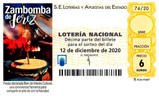 Décimo del sorteo de Lotería Nacional del 12 de Diciembre de 2020