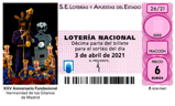 Décimo del sorteo de Lotería Nacional del 3 de Abril de 2021