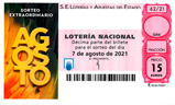 Décimo del sorteo de Lotería Nacional del 7 de Agosto de 2021