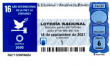 Décimo del sorteo de Lotería Nacional del 18 de Septiembre de 2021