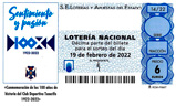 Décimo del sorteo de Lotería Nacional del 19 de Febrero de 2022