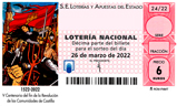 Décimo del sorteo de Lotería Nacional del 26 de Marzo de 2022