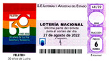 Décimo del sorteo de Lotería Nacional del 27 de Agosto de 2022