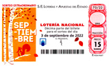 Décimo del sorteo de Lotería Nacional del 3 de Septiembre de 2022