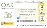 Décimo del sorteo de Lotería Nacional del 1 de Octubre de 2022