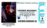 Décimo del sorteo de Lotería Nacional del 12 de Agosto de 2023