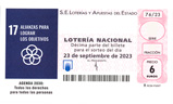 Décimo del sorteo de Lotería Nacional del 23 de Septiembre de 2023