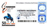 Décimo del sorteo de Lotería Nacional del 21 de Octubre de 2023