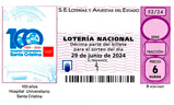 Décimo del sorteo de Lotería Nacional del 29 de Junio de 2024