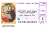 Décimo del sorteo de Lotería Nacional del 17 de Agosto de 2024