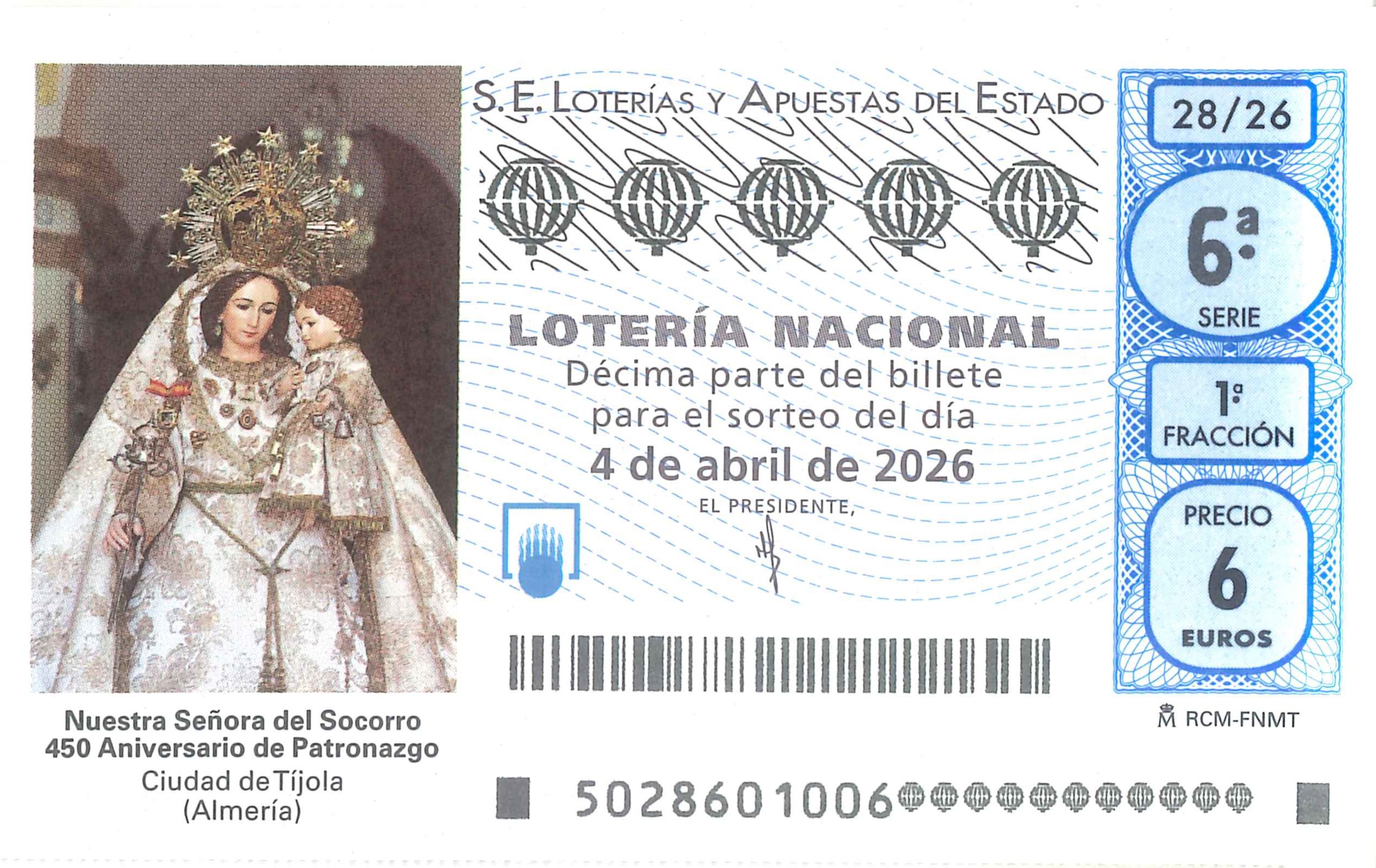 Décimo del sorteo de Lotería Nacional del 4 de Abril de 2026
