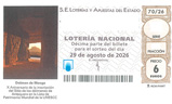 Décimo del sorteo de Lotería Nacional del 29 de Agosto de 2026