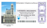 Décimo del sorteo de Lotería Nacional del 31 de Octubre de 2026
